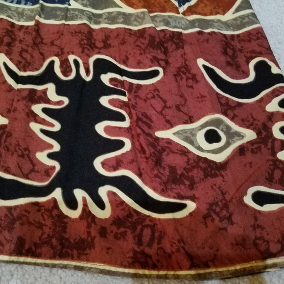 East Winds Trading Co Wrap Around & Self Tie Mini Skirt Batik-Like Print NWOT - Picture 7 of 8